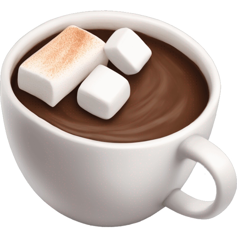 hot chocolate with white mug and marshmallows with a dusting of cinnamon on top emoji