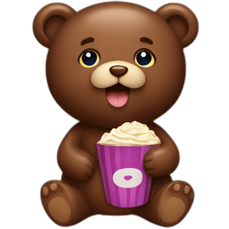 Teddy bear eating chocolate  emoji