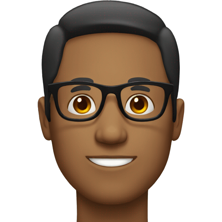 brown male face with spectacles black hair emoji