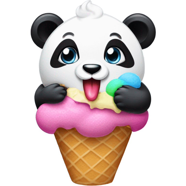 Panda eating ice cream emoji