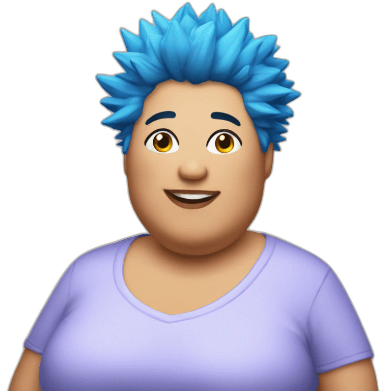 Older fat lesbian Chilean very short spiky bright blue hair emoji