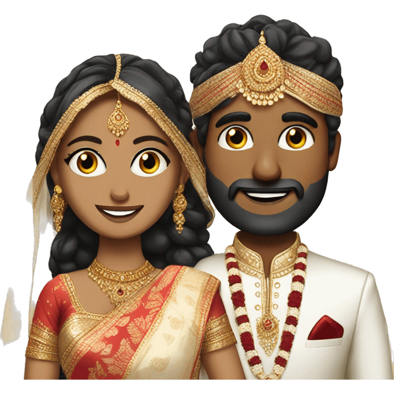 Indian groom with white skin blue eyes bride with saree emoji