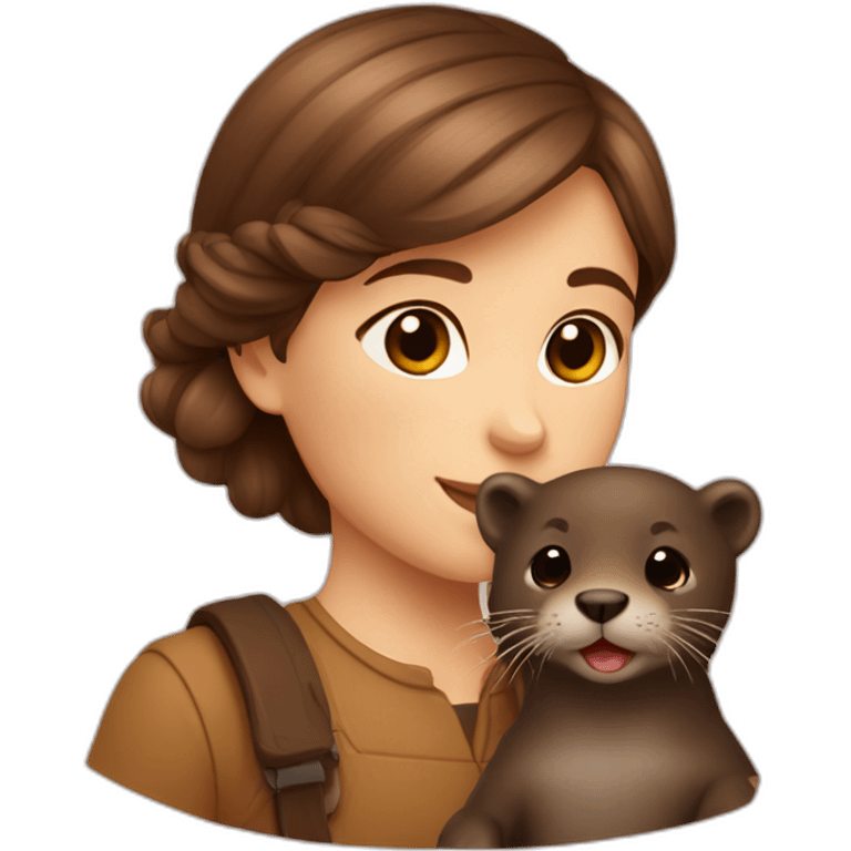 a brown haired danish girl and her otter emoji