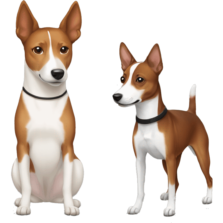 Chestnut  and white basenji with chestnut, black, and white basenji. emoji