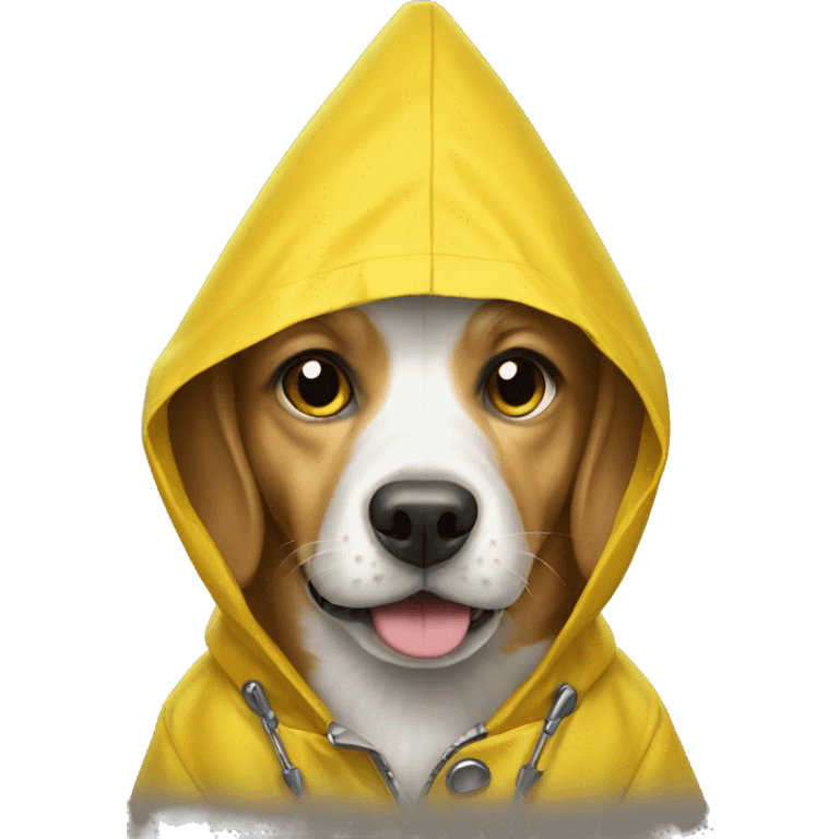 Dog wearing a yellow raincoat emoji