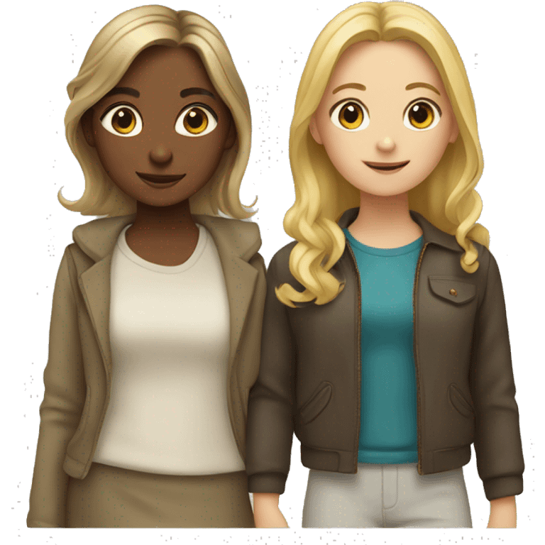 Two girls, obe with brown hair the other with blonde hair emoji