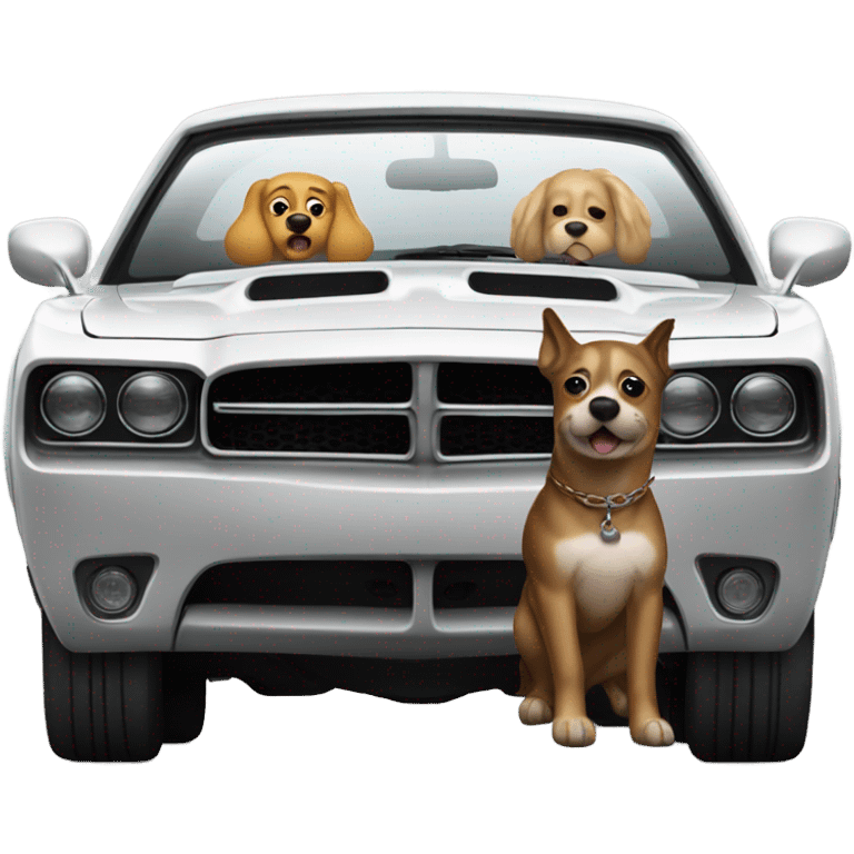 Dog driving dodge charger emoji