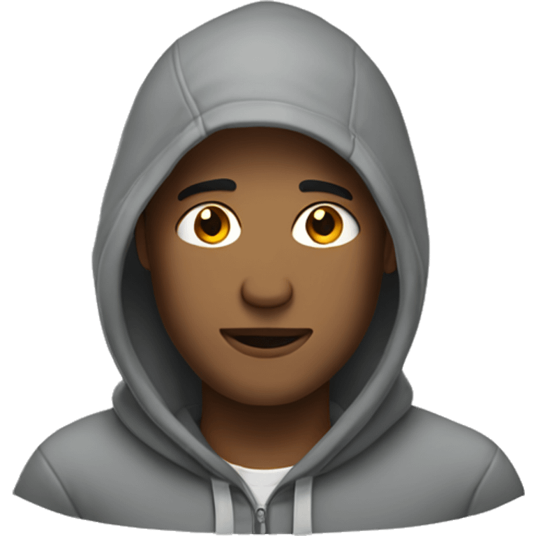 Man in grey hoodie on head emoji