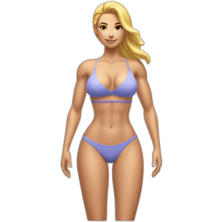 Sexy pose soft fit muscular body caucasian woman beach emoji