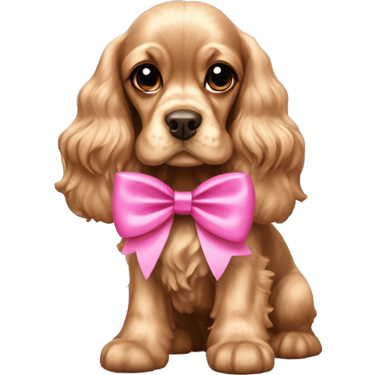 American Cocker Spaniel with pink bow emoji