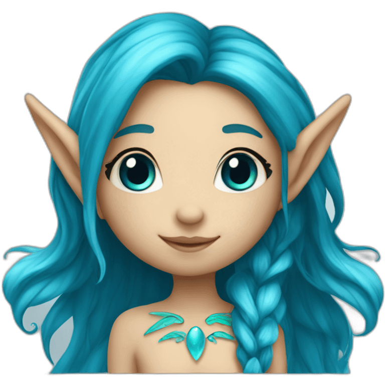 cute marine blue elf fairy with long hair emoji