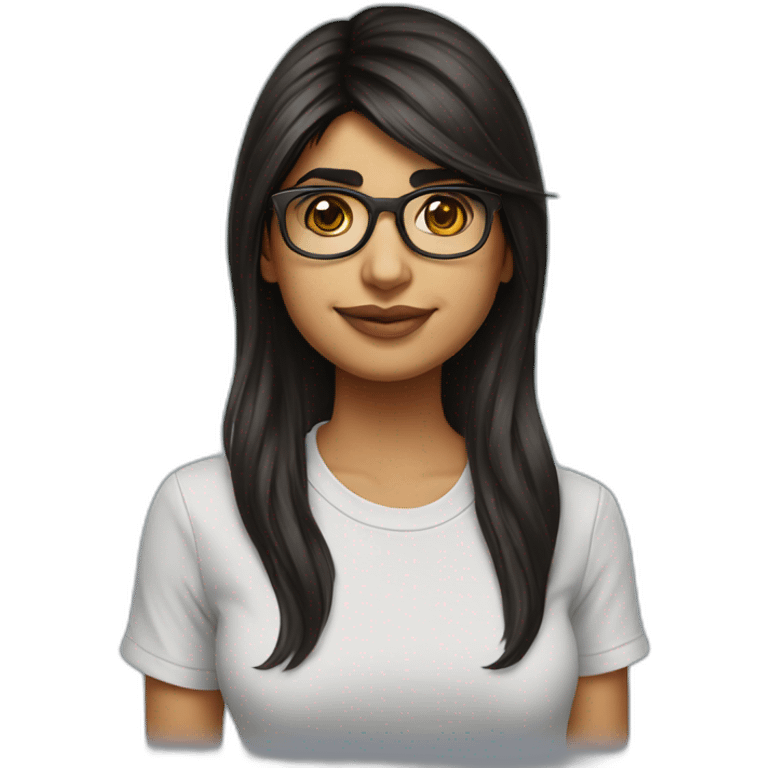 Mia khalifa with a tee shirt emoji