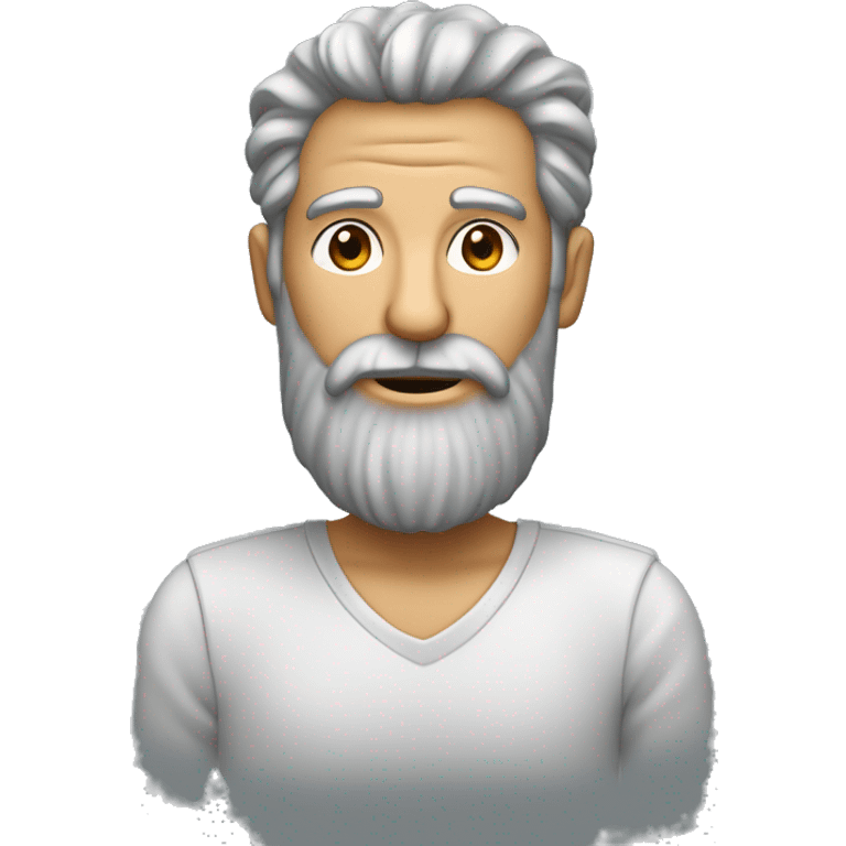 Homme âgé cheveux noir long barbe grise longue avec caméra en main emoji