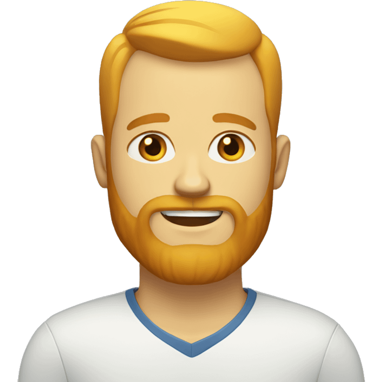 Man with long red beard and short buzz cut on head. Blue eyes. Yellow eyebrows, blond head hair emoji