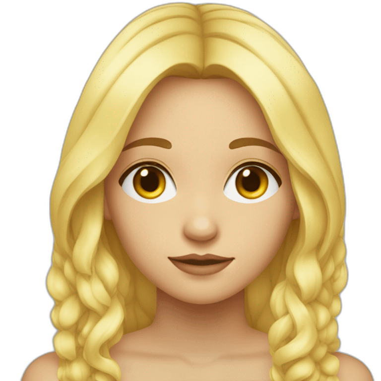 fille au yeux jaune avec cheveux long et blond emoji