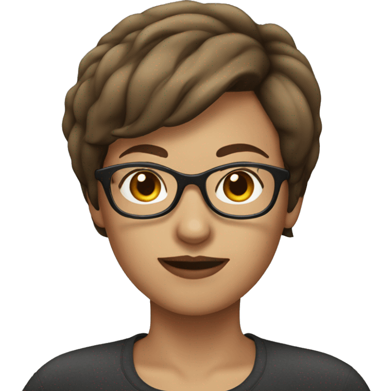 short brown hair woman with glasses emoji