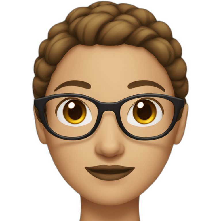 woman with brown hair bun and glasses emoji