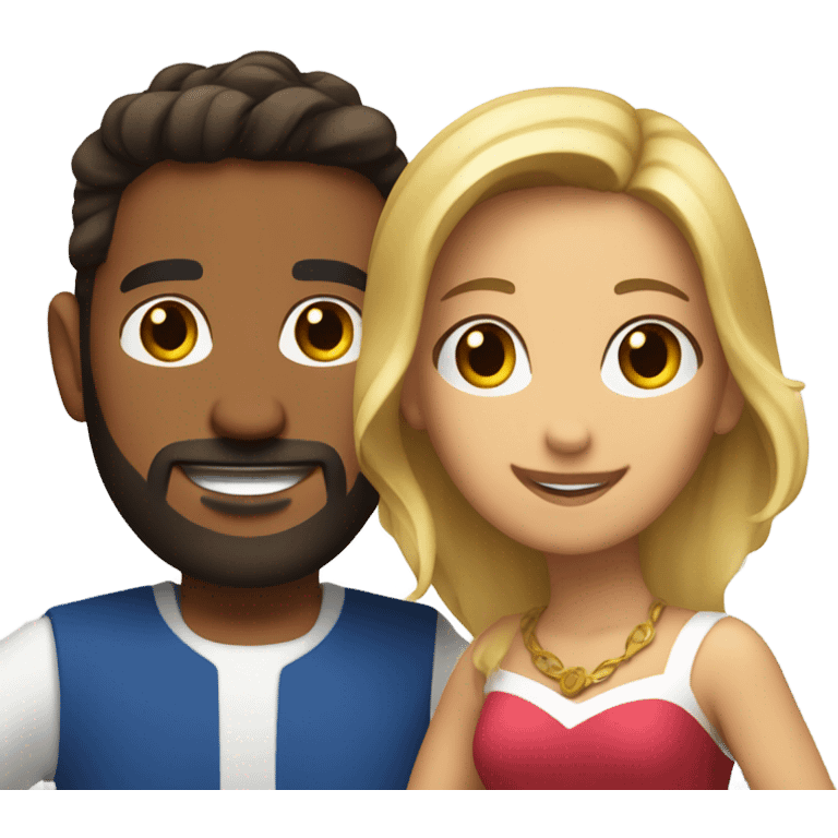 Puerto rican beard brown short hair man  with long blonde hair girl dancing emoji