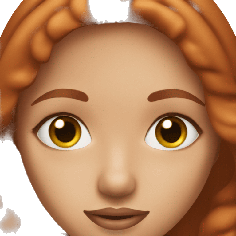 Hazel eyes girl with auburn hair doing skincare emoji