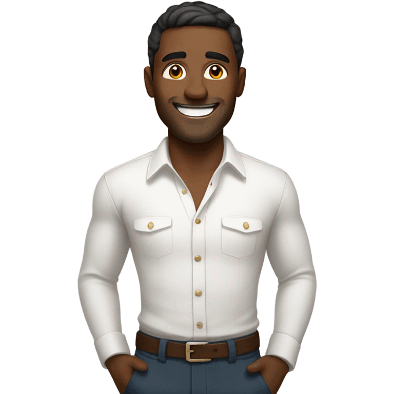 Guy with brown skin in white long sleeve wins emoji