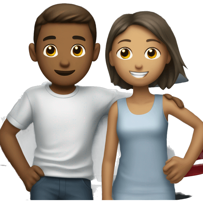 boy and girl hugging inside a Kia sportage  emoji