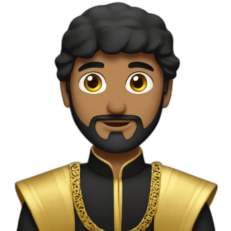 arab prince wearing black and gold talking emoji