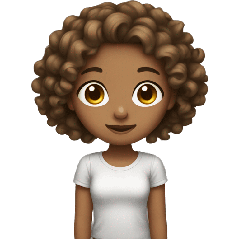 Cute girl with curly brown hair emoji