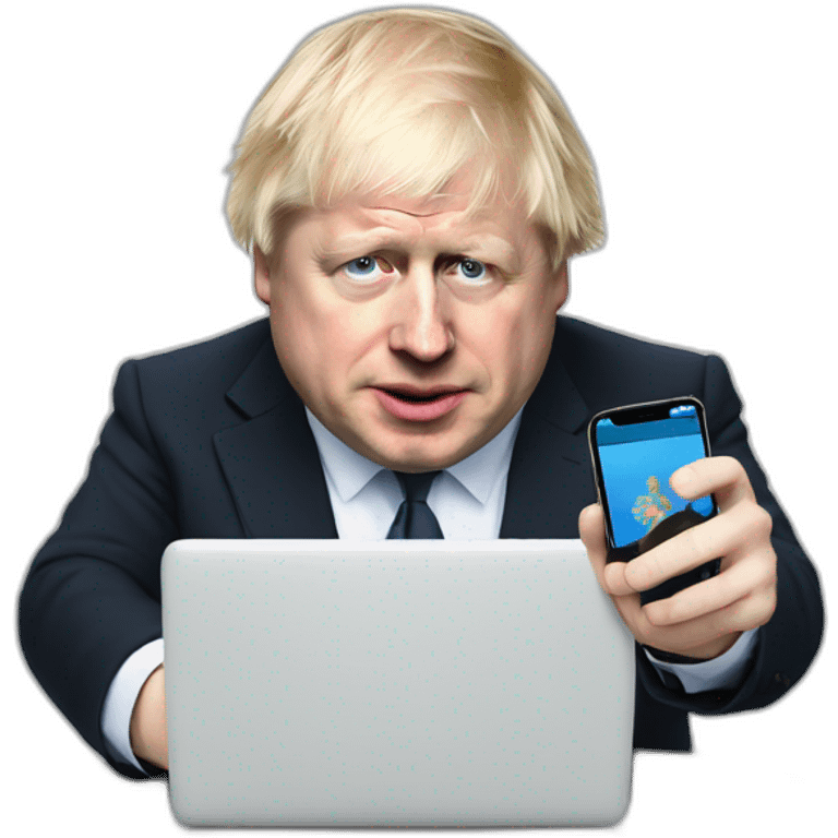 Boris Johnson with a mobile phone emoji