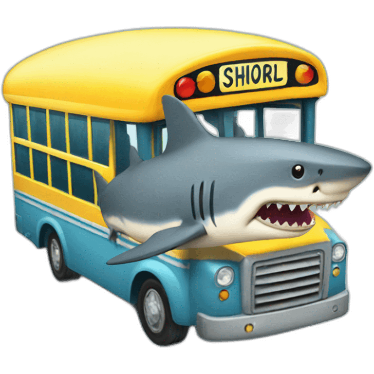 shark driving a school bus emoji