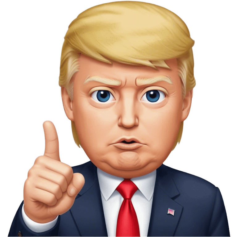 Donald Trump is pointing his finger up, hyper-realistic emoji