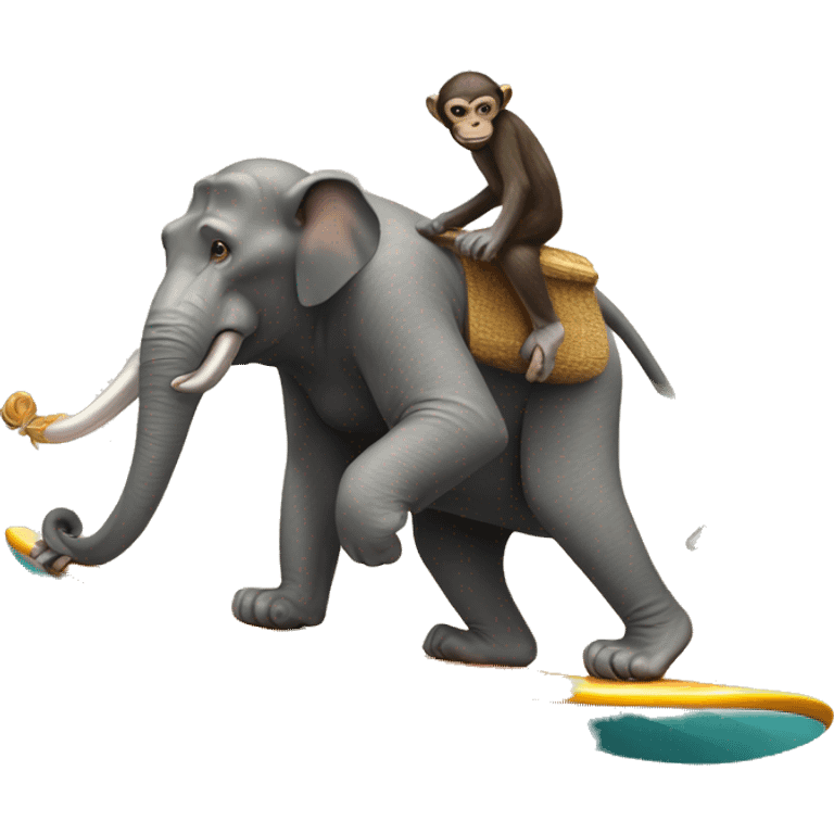 monkey surfing with an elephant  emoji