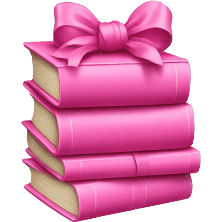 Pink Books stacked up and tied together by a pink bow emoji