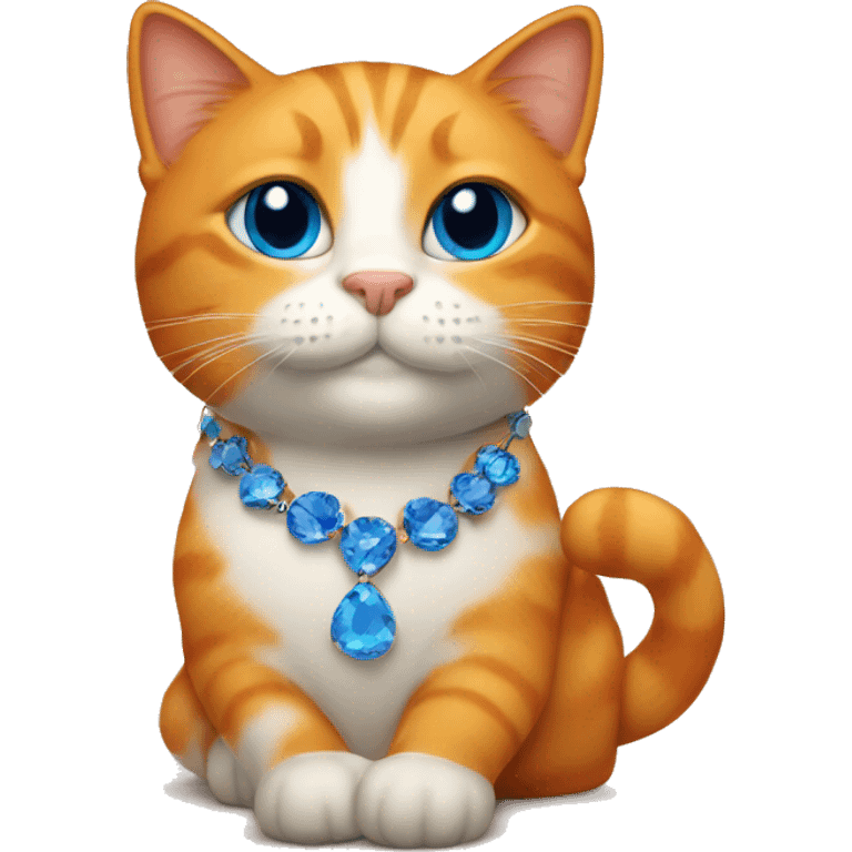 Orange cat with blue necklace emoji