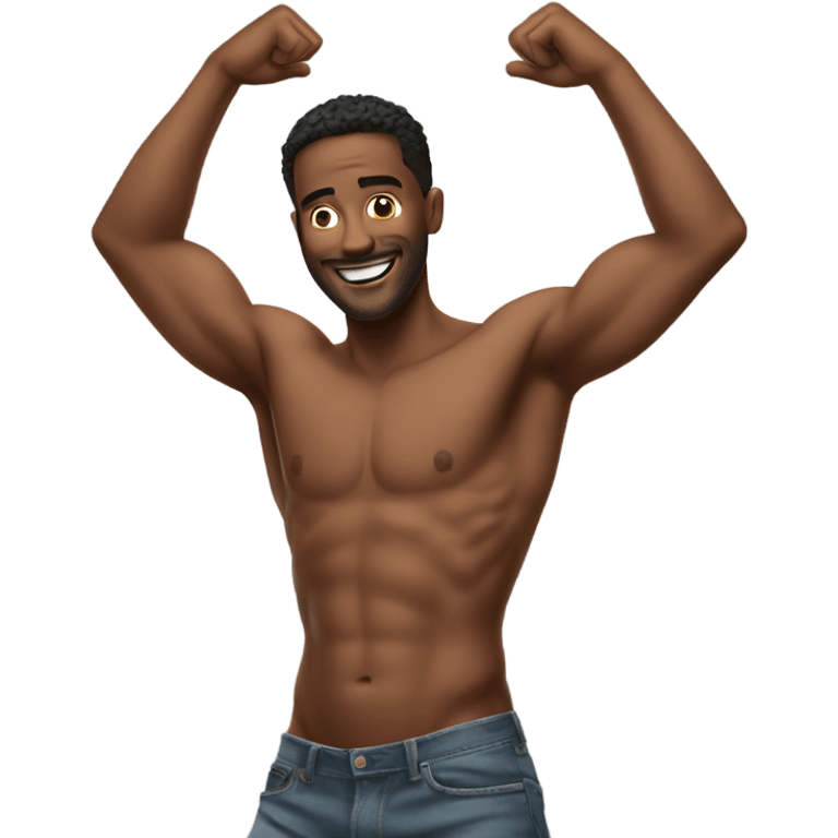 Shirtless man dancing emoji