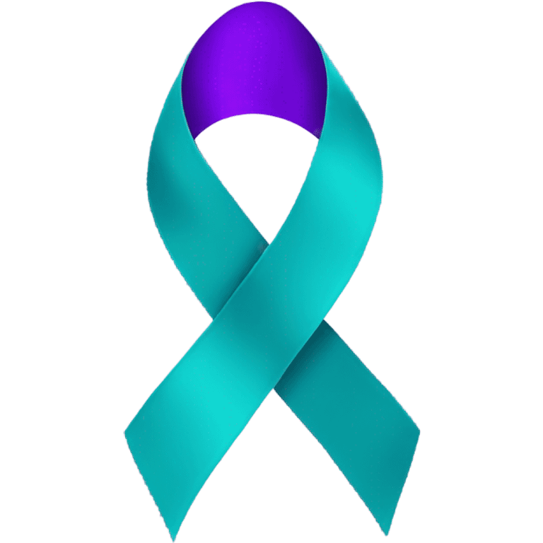 Purple teal Suicide awareness ribbon, heart cookie emoji