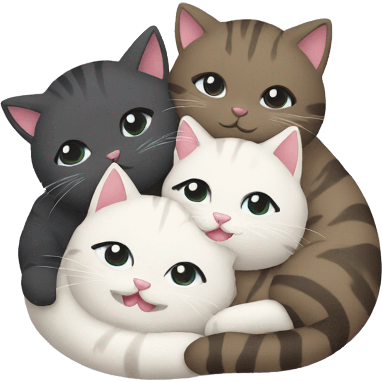 four cats hugging emoji