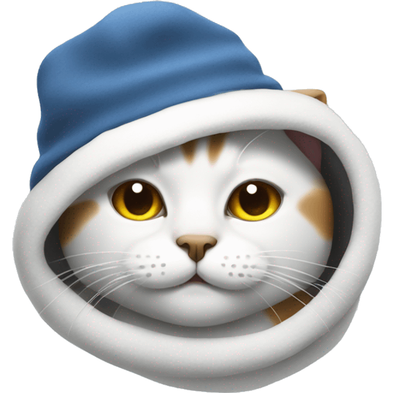 Cat with sleep hat emoji