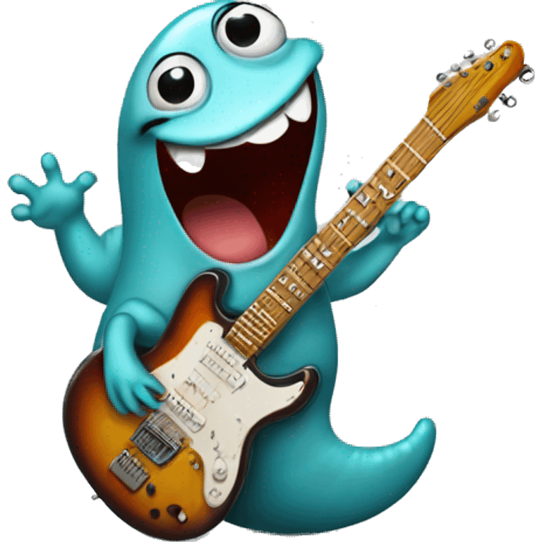 Happy slug playing electric guitar emoji