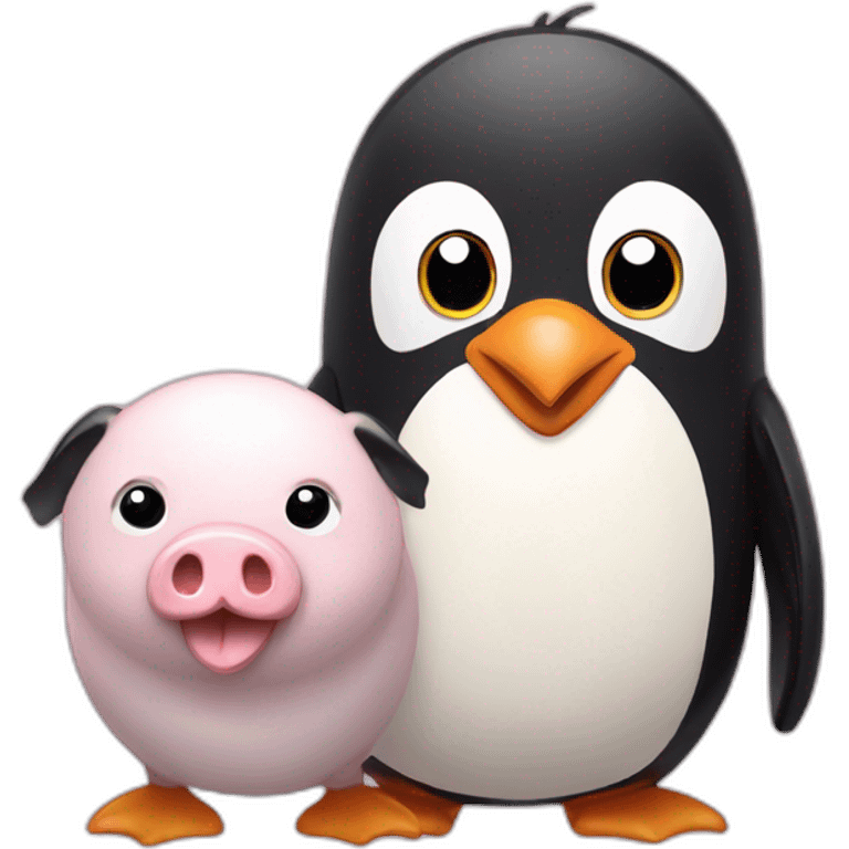 Penguin with pig friends  emoji