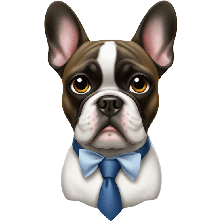 French Bulldog with tie emoji