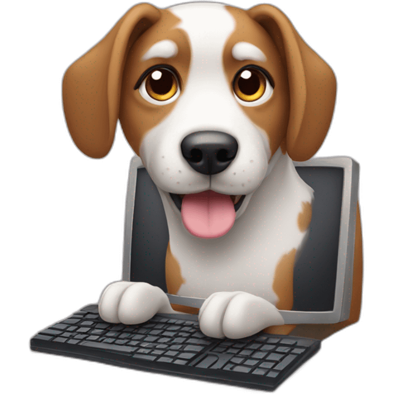 Dog with computer emoji