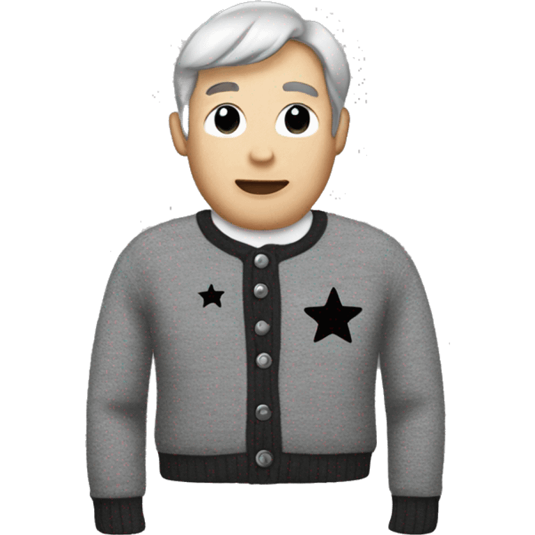 grey cardigan with black stars on the elbows emoji