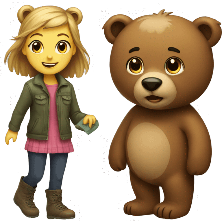 Bear and girl emoji