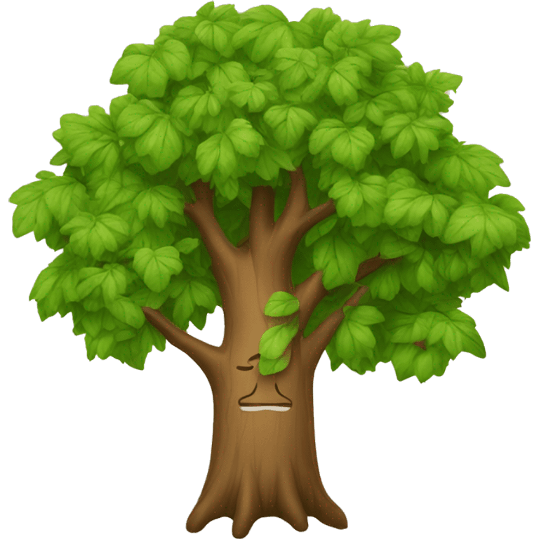 A TREE WITH LEAVES AND A WIDE TRUNK WITH CHILDREN emoji