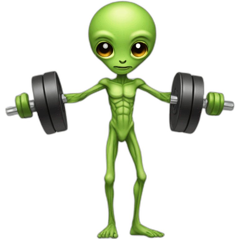 skinny alien with dumbbells emoji