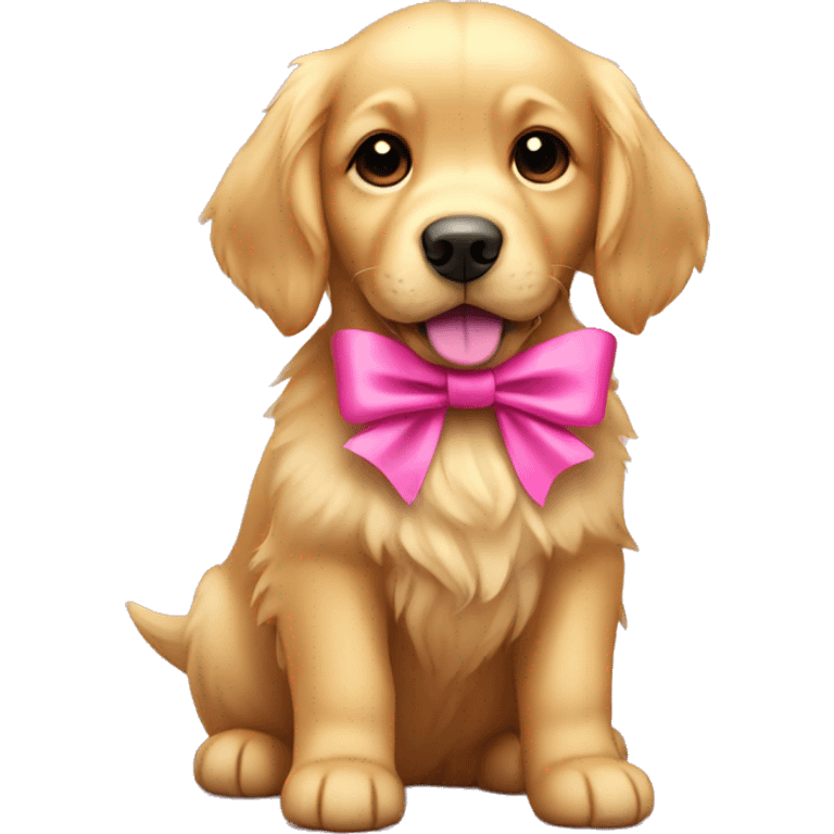 Small golden retriever with pink bow emoji