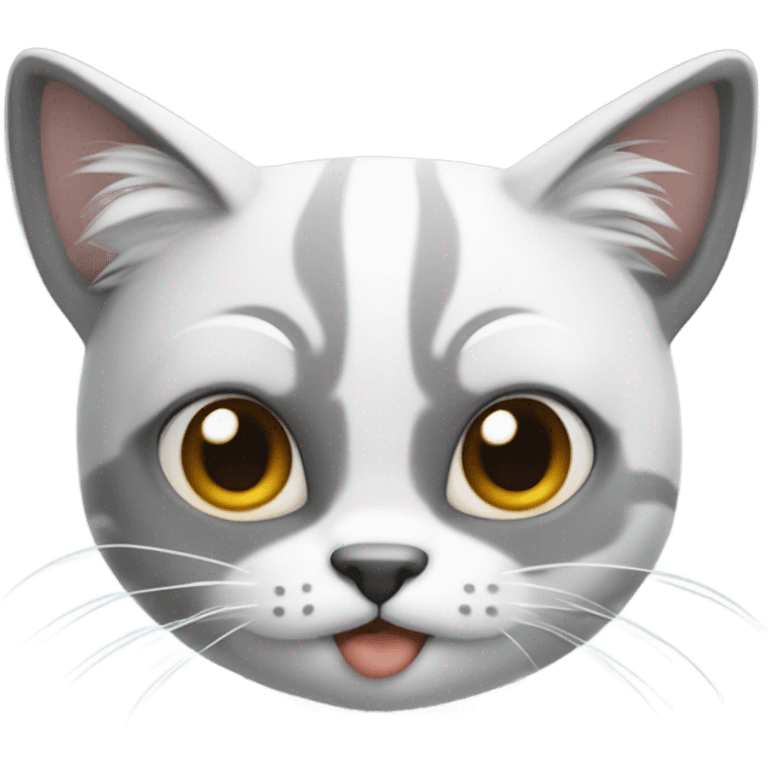 Gato blanco con dos manchas grises en la cara  emoji