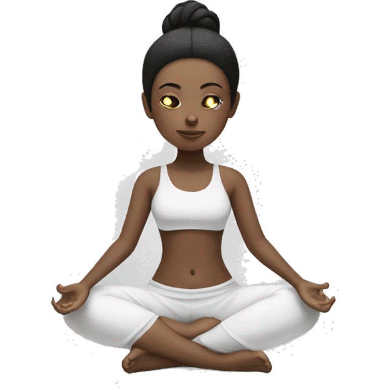 White skin with black hair in meditation energy girl  emoji