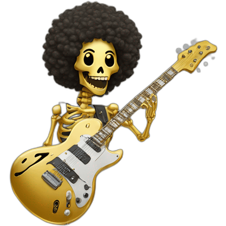 Soolking brook ;affro cut ;electric guitar;golden crown ;skeletal face emoji