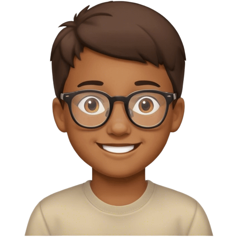 smiling boy with glasses indoors emoji